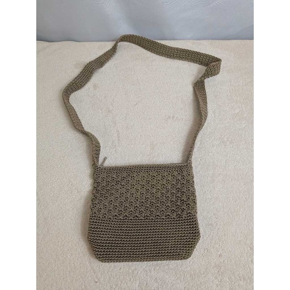 Handmade Crochet Crossbody Bag Tan Boho Textured Knit Shoulder Purse